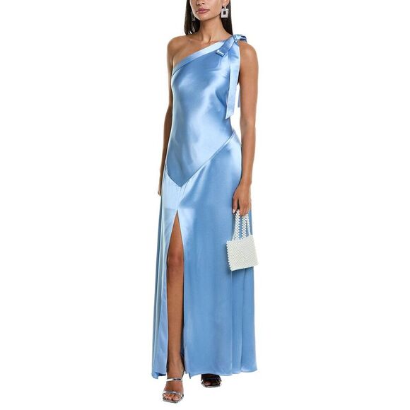 Milly WomensEleni Satin Maxi Dress, Blue